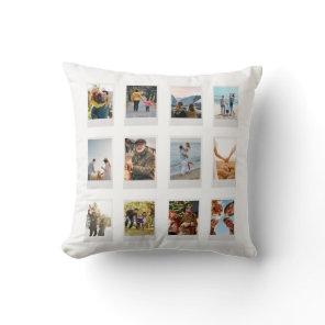 Personalized Instant Film 12 Photo Collage Throw Pillow
