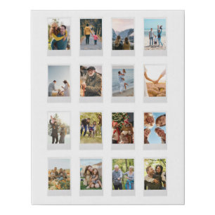 Personalized Instant Film 16 Photo Collage Faux Canvas Print