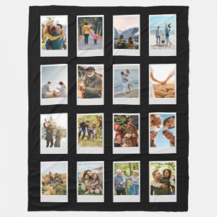 Personalized Instant Film 16 Photo Collage Fleece Blanket