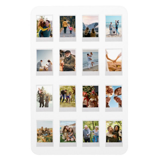 Personalized Instant Film 16 Photo Collage Magnet (Vertical)