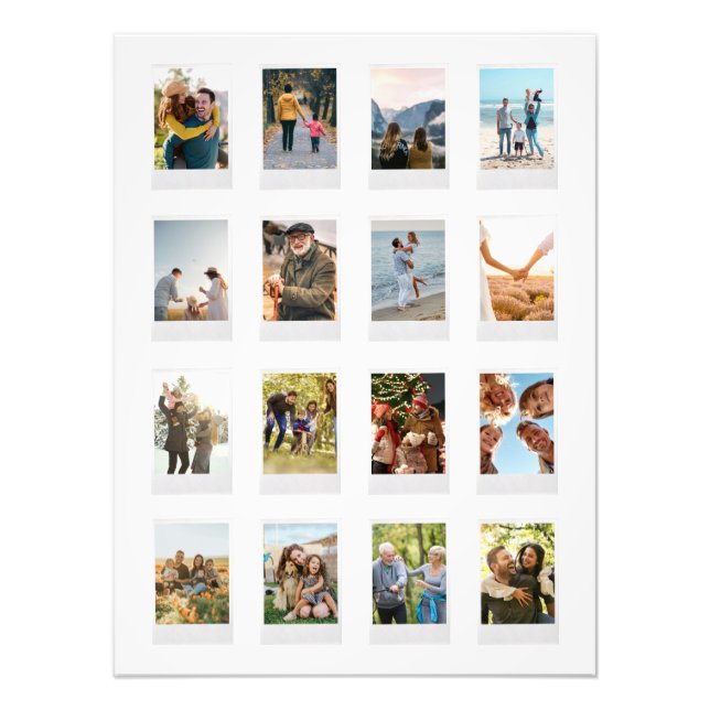 Personalized Instant Film 16 Photo Collage Print (Front)