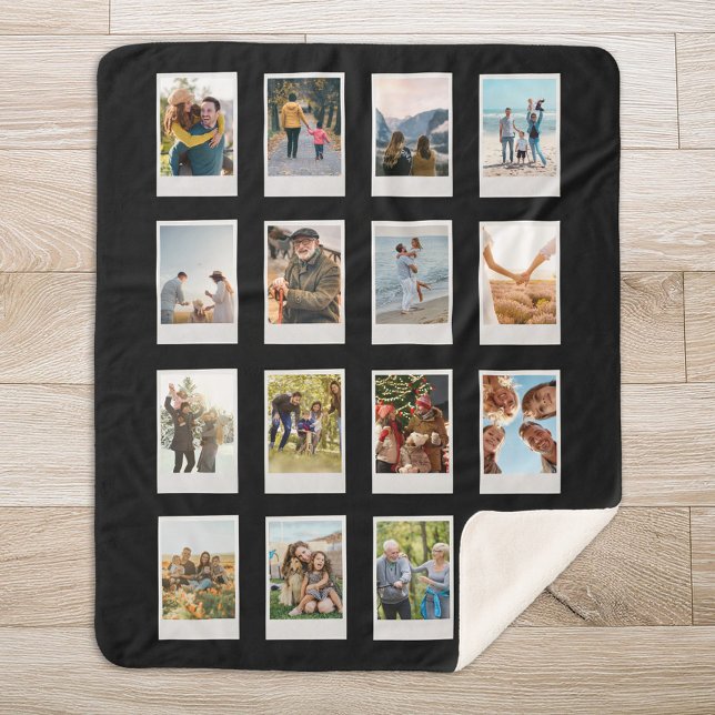Personalized Instant Film 16 Photo Collage Sherpa Blanket (Creator Uploaded)