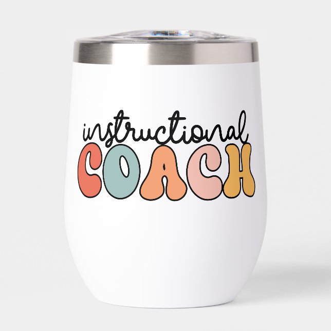 Personalized Instructional Coach Retro Thermal Wine Tumbler (Front)