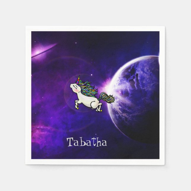 Personalized Inter-Galactic Space Unicorn Napkins (Front)