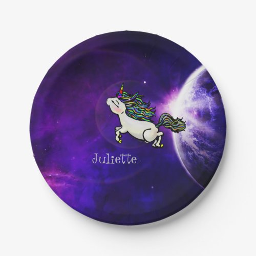 Personalized Inter_Galactic Space Unicorn Party Paper Plates