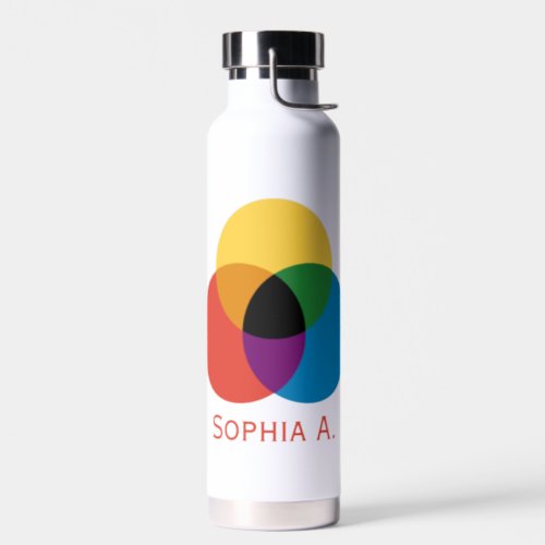 Personalized Interlocking Primary Color Circles Water Bottle