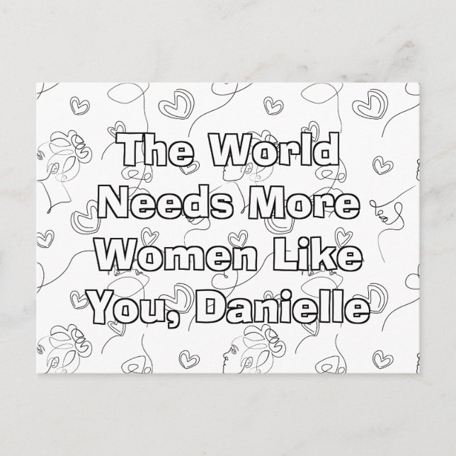 Personalized International Woman's Day Coloring Postcard (Front)
