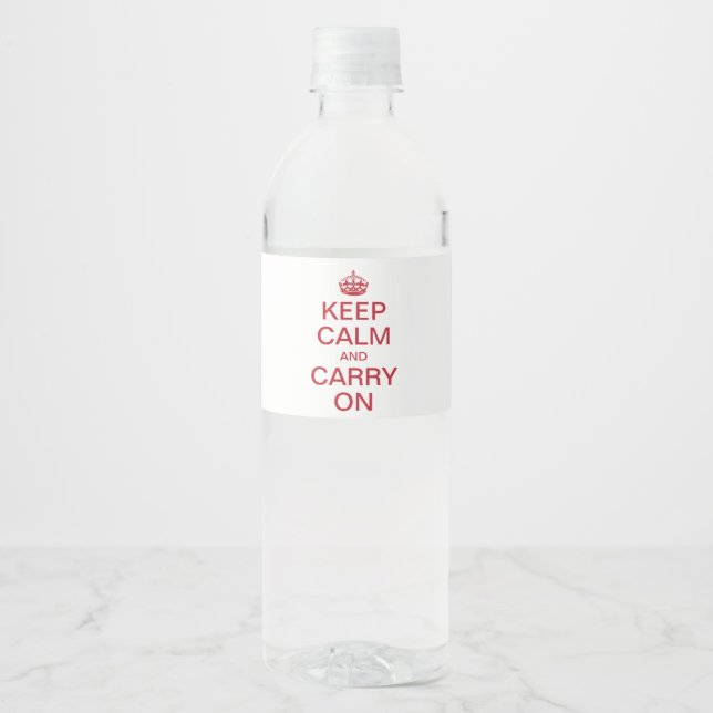 Personalized internet meme KEEP CALM and CARRY ON Water Bottle Label (Front)