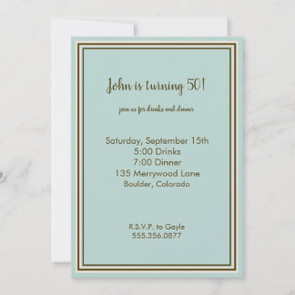 Personalized Invitation Brown and Aqua