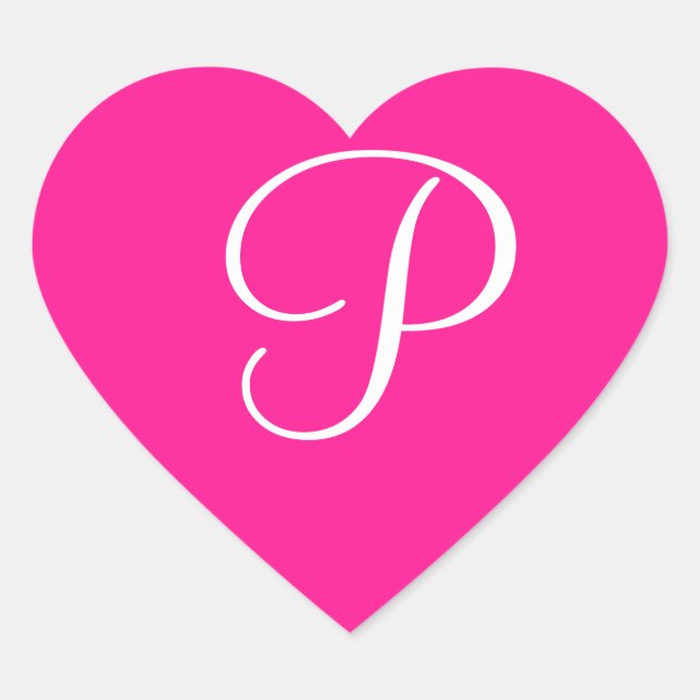 Personalized Invitation Fluorescent Pink Heart Sticker (Front)