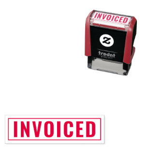 Personalized INVOICED Label Self Inking Stamp Desi