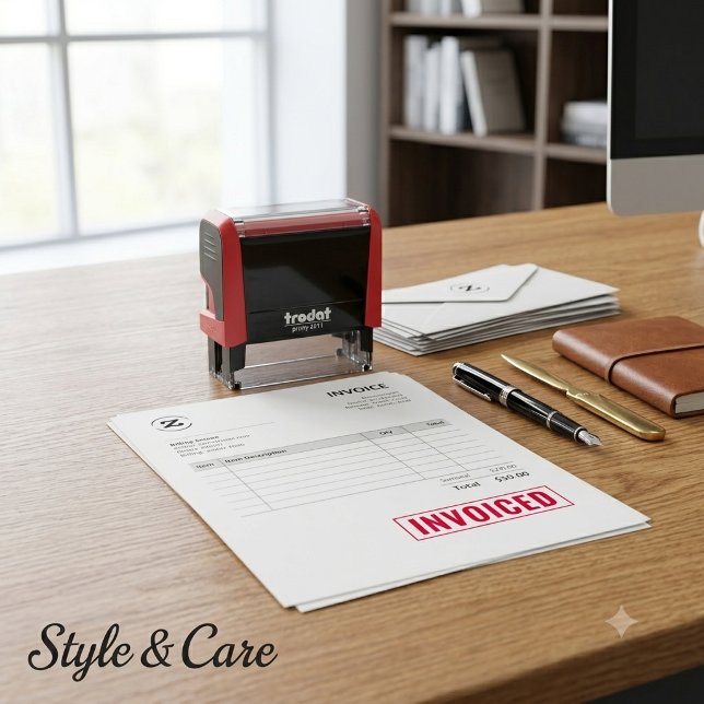 Personalized INVOICED Label Self Inking Stamp Desi (Personalized INVOICED Label Self Inking Stamp Design)
