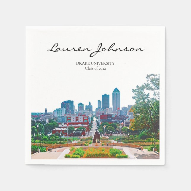 Personalized Iowa Graduation Napkins (Front)