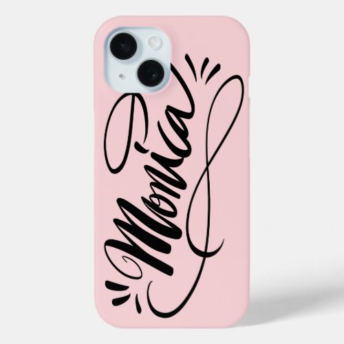 Personalized iPhone 15 cover with the name Monica