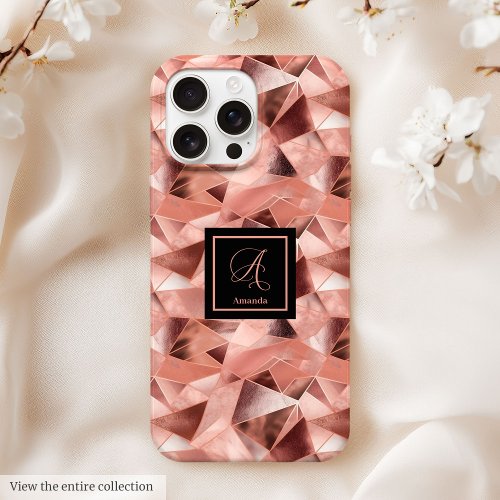 Personalized iPhone 16 Case Elegant Rose Gold Art