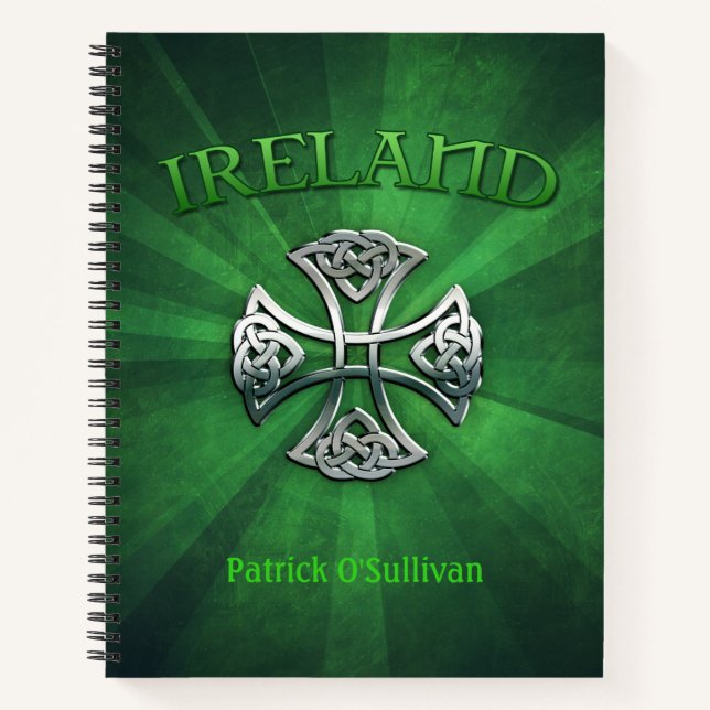 Personalized Ireland Celtic Cross Notebook (Front)