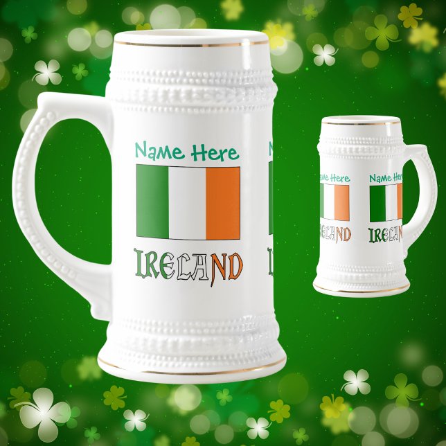 Personalized Ireland Flag Heritage  Beer Stein (Creator Uploaded)