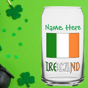 Personalized Ireland Flag Heritage Can Glass