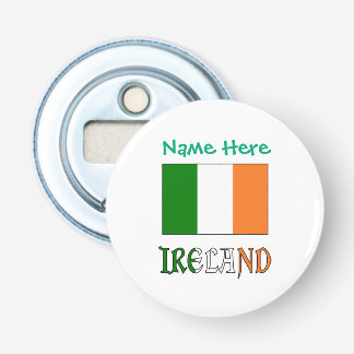 Personalized Ireland Flag Heritage Round Metal Bottle Opener