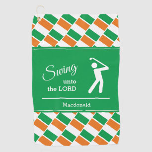 Personalized IRELAND FLAG Swing Unto The Lord Golf Towel