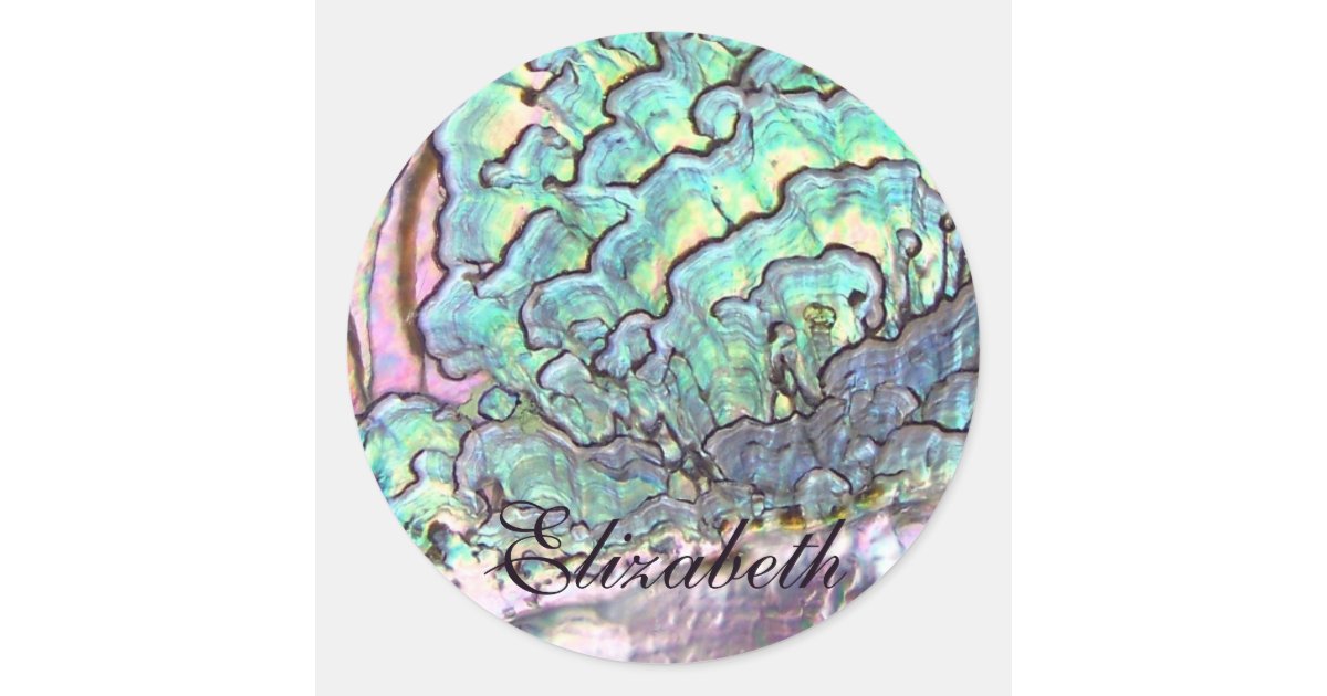 Personalized Iridescent Beautiful Natural Abalone Classic Round Sticker ...