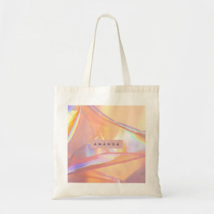 Personalized Iridescent Pastel Holographic Shine Tote Bag