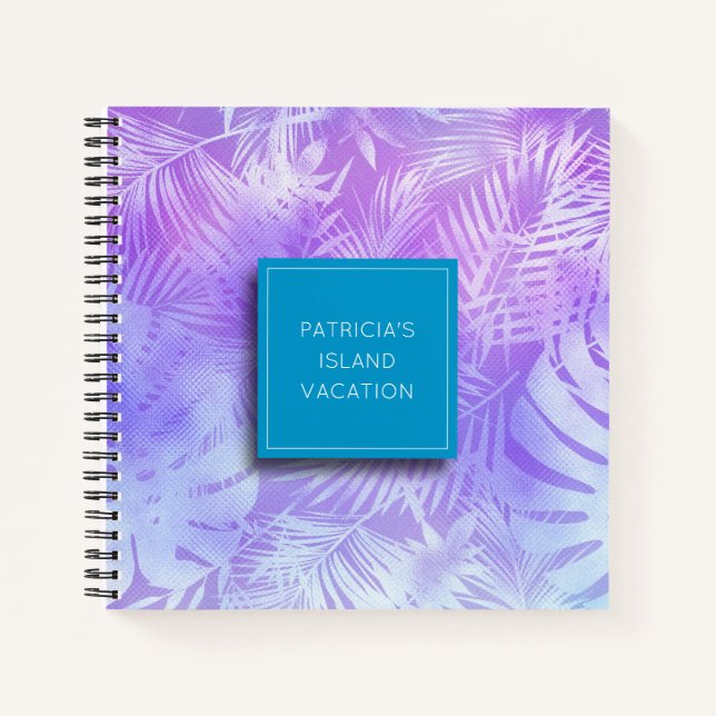 Personalized Iridescent Pastel Palm Notebook (Front)