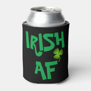 Personalized Irish AF Shamrock Black Can Cooler