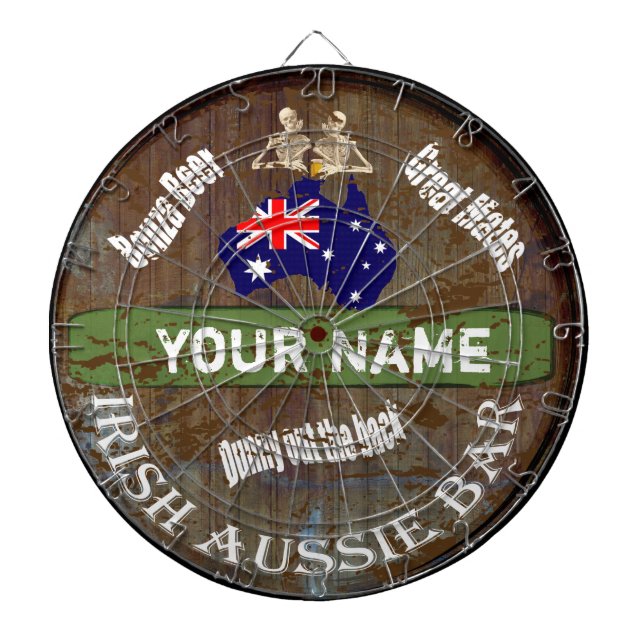 Personalized Irish Aussie pub sign Dart Board (Front)