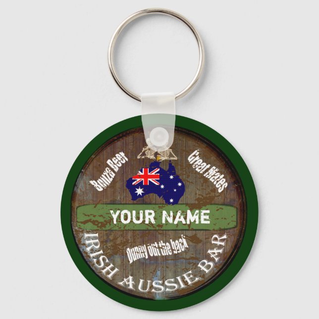 Personalized Irish Aussie pub sign Keychain (Front)