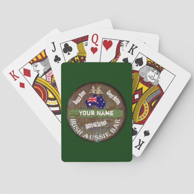 Personalized Irish Aussie  pub sign Poker Cards (Back)
