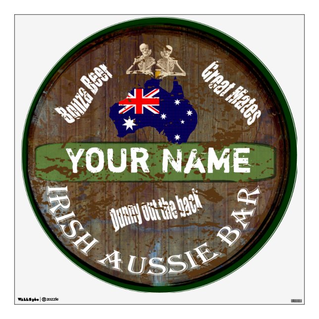 Personalized Irish Aussie pub sign Wall Decal (Front)