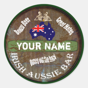Personalized Irish Australian  pub sign Classic Round Sticker