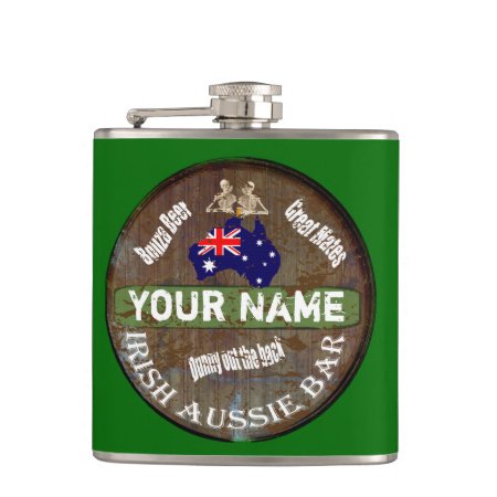 Personalized Irish Australian Pub Sign Flask