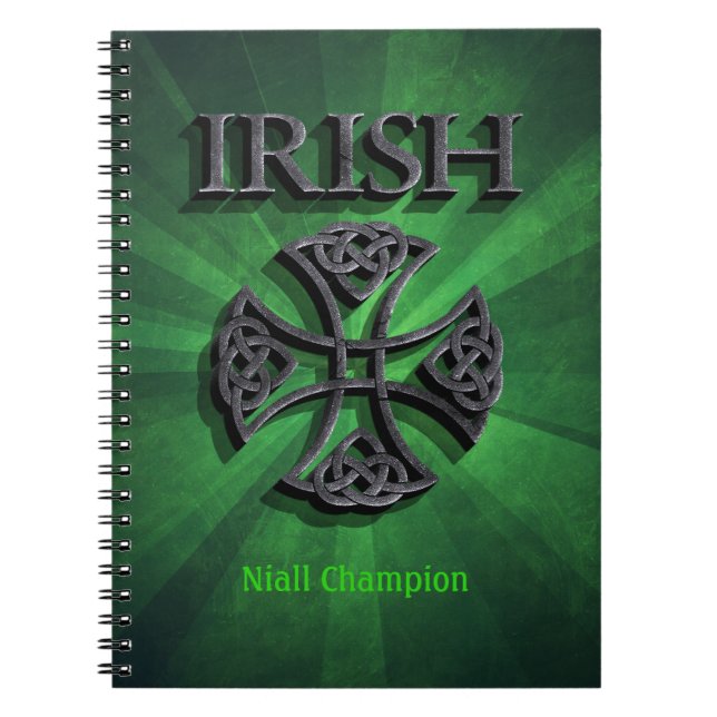 Personalized Irish Celtic Cross Notebook (Front)