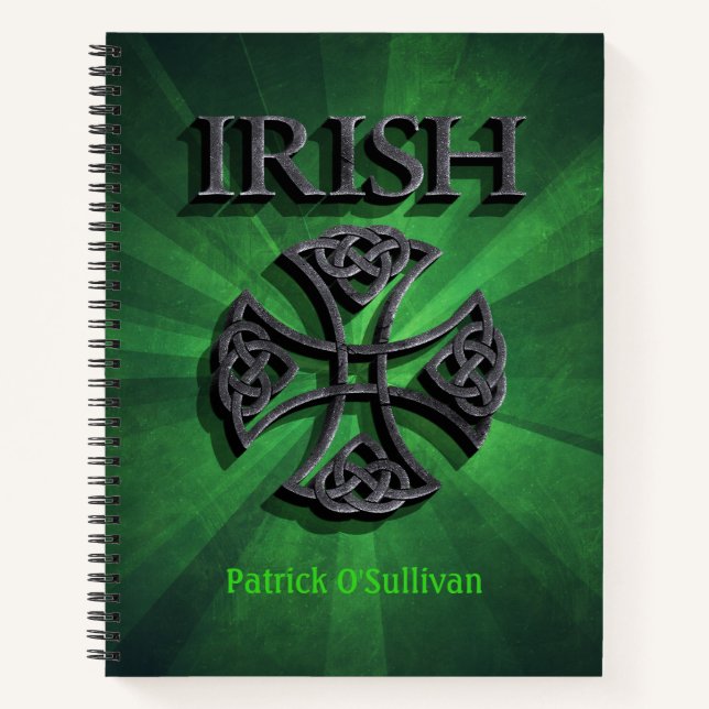 Personalized Irish Celtic Cross Notebook (Front)
