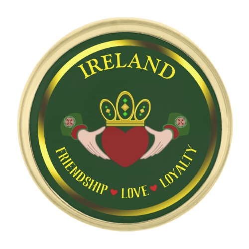 Personalized Irish Claddagh Gold Finish Lapel Pin