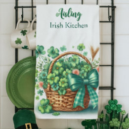 Personalized Irish Clover Kitchen Towels