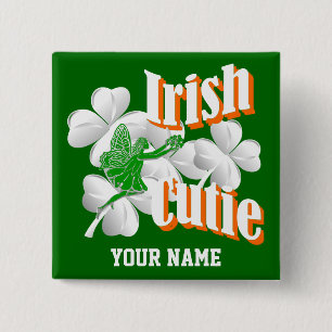 Personalized Irish cutie with fairy Pinback Button