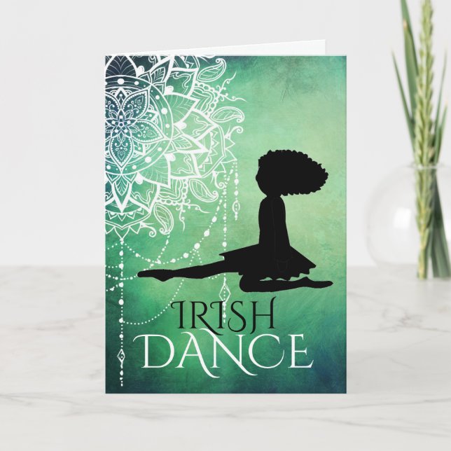 Personalized Irish Dance Beautiful Green Mandala Card (Front)