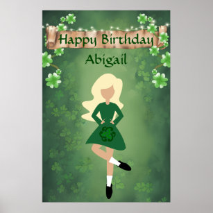 Personalized Irish Dance, Blon Hair Happy Birthday Poster