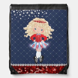 Personalized Irish Dance Blond Girl Soft Shoe Drawstring Bag
