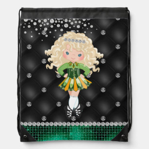 Personalized Irish Dance Blond Girl Soft Shoe Drawstring Bag