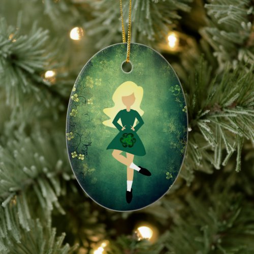 Personalized Irish Dance Blond Hair Christmas Ceramic Ornament