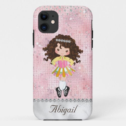 Personalized Irish Dance Brunette Girl Soft Shoe iPhone 11 Case