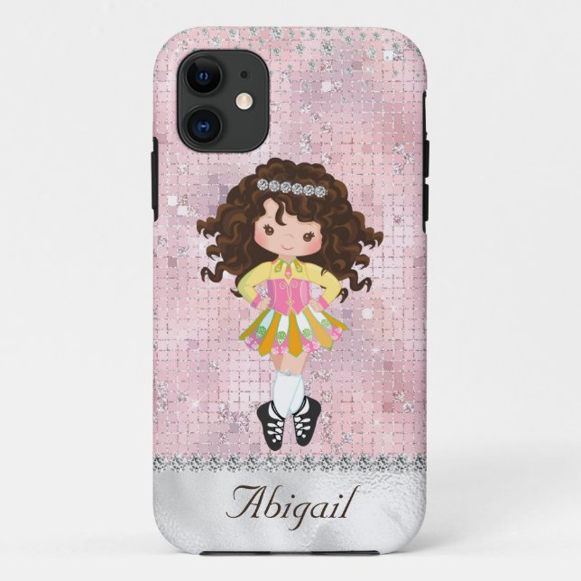 Personalized Irish Dance Brunette Girl Soft Shoe Case-Mate iPhone Case (Back)