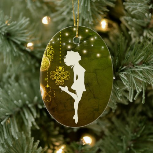 Personalized Irish Dance Celtic Clovers Christmas Ceramic Ornament
