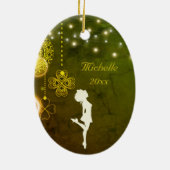 Personalized Irish Dance Celtic Clovers Christmas Ceramic Ornament (Back)