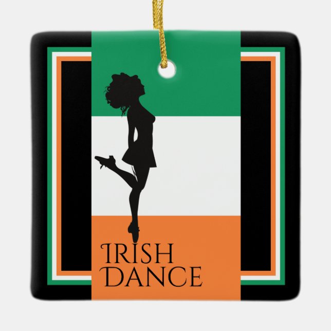 Personalized Irish Dance Flag of Ireland Christmas Ceramic Ornament (Front)