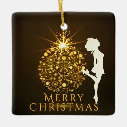 Personalized Irish Dance Golden Christmas Ceramic Ornament